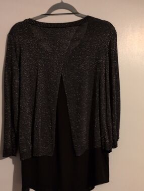 Sparkle Black Layered-Back Women's Sweater
